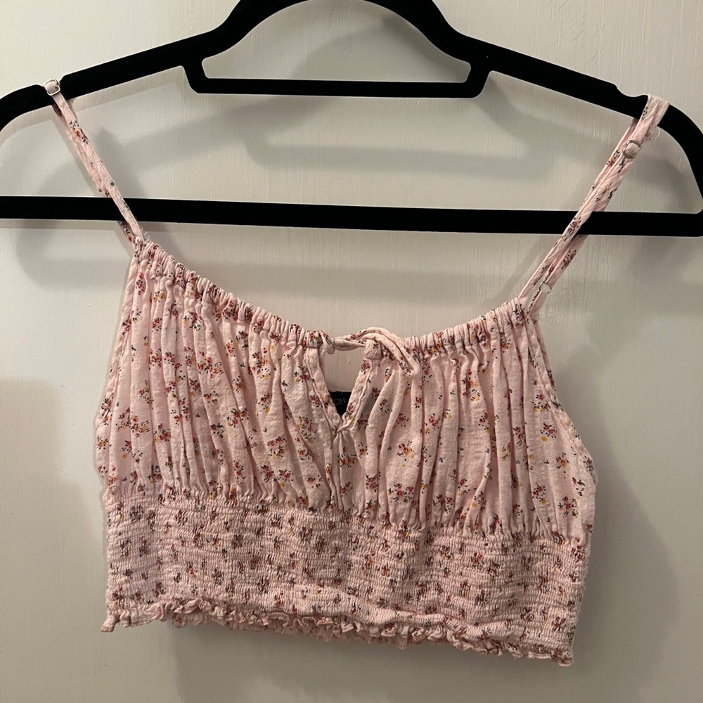 Light pink cotton, candy floral tank top